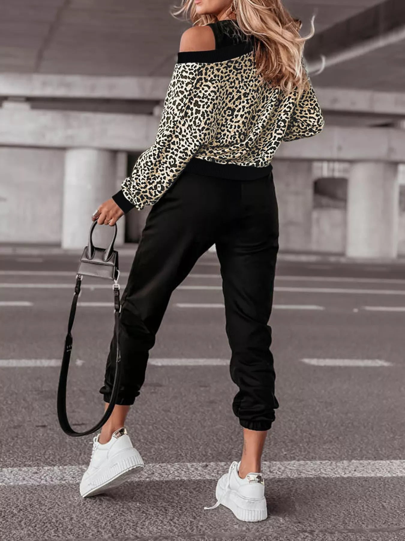 Leopard Print Sweatshirt and Jogger Set