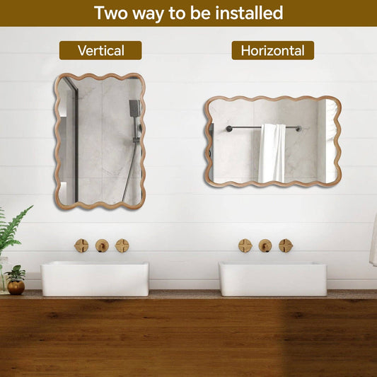 Wavy Solid Wood Wall Mirror – 20" x 30
