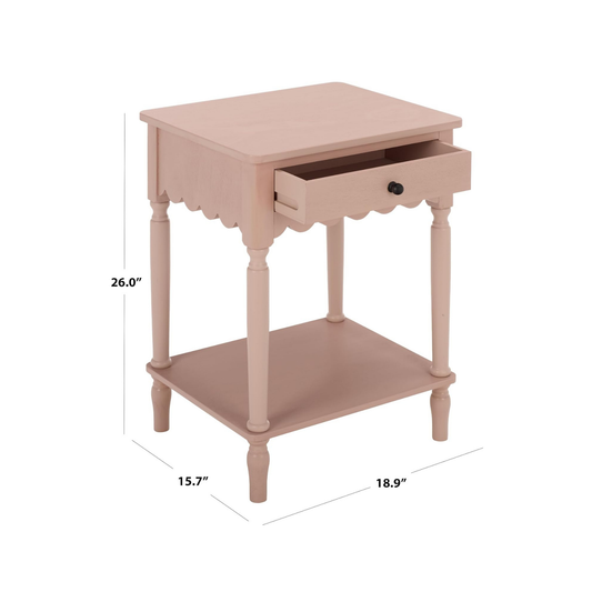 Wood Scalloped Side Table in Blue Mist