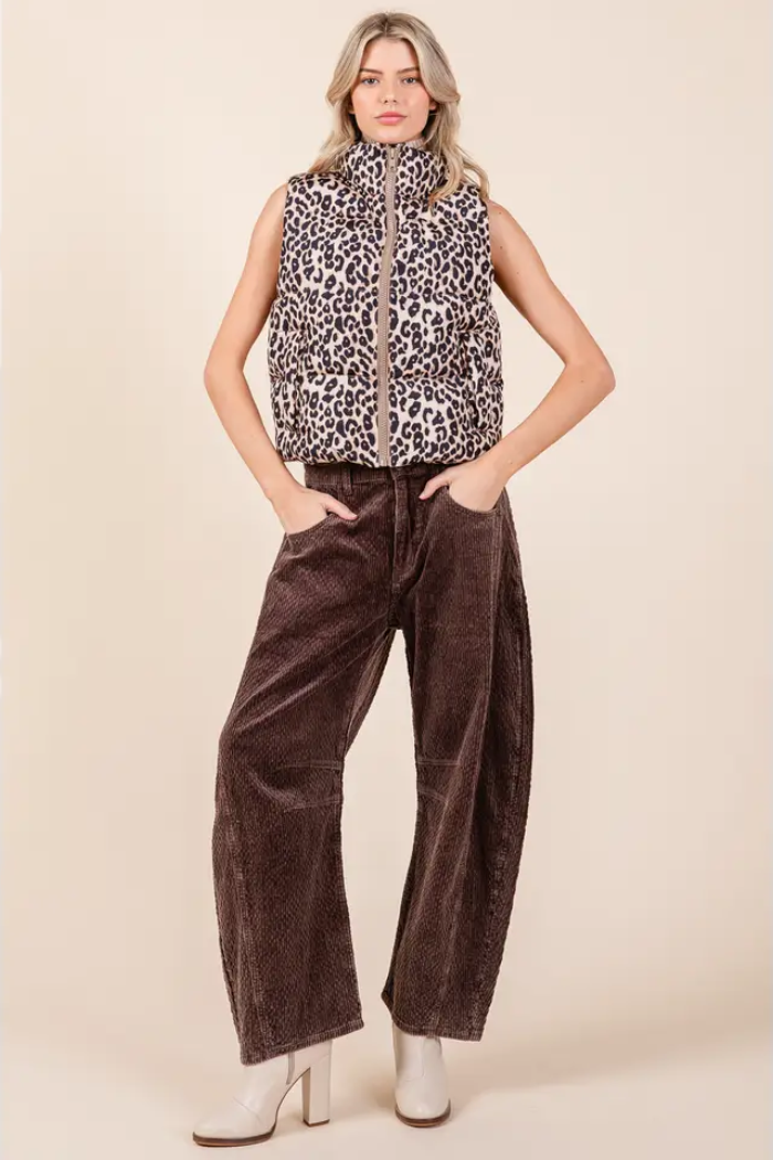Leopard Puffer Vest