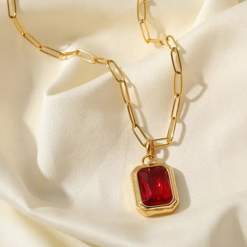 Art Deco Zircon Pendant Necklace