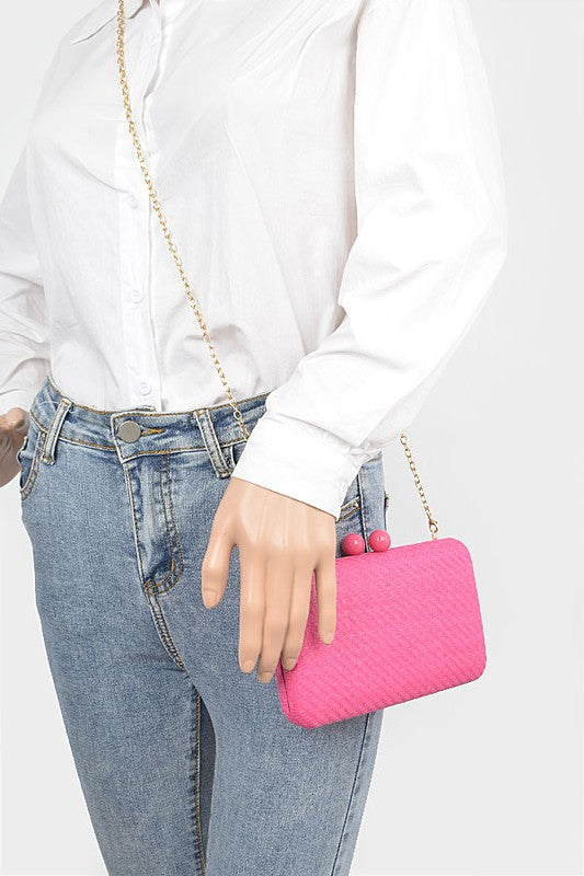 Faux Straw Box Clutch