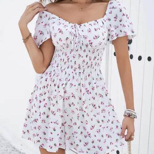 Off-Shoulder Ditsy Floral Dress
