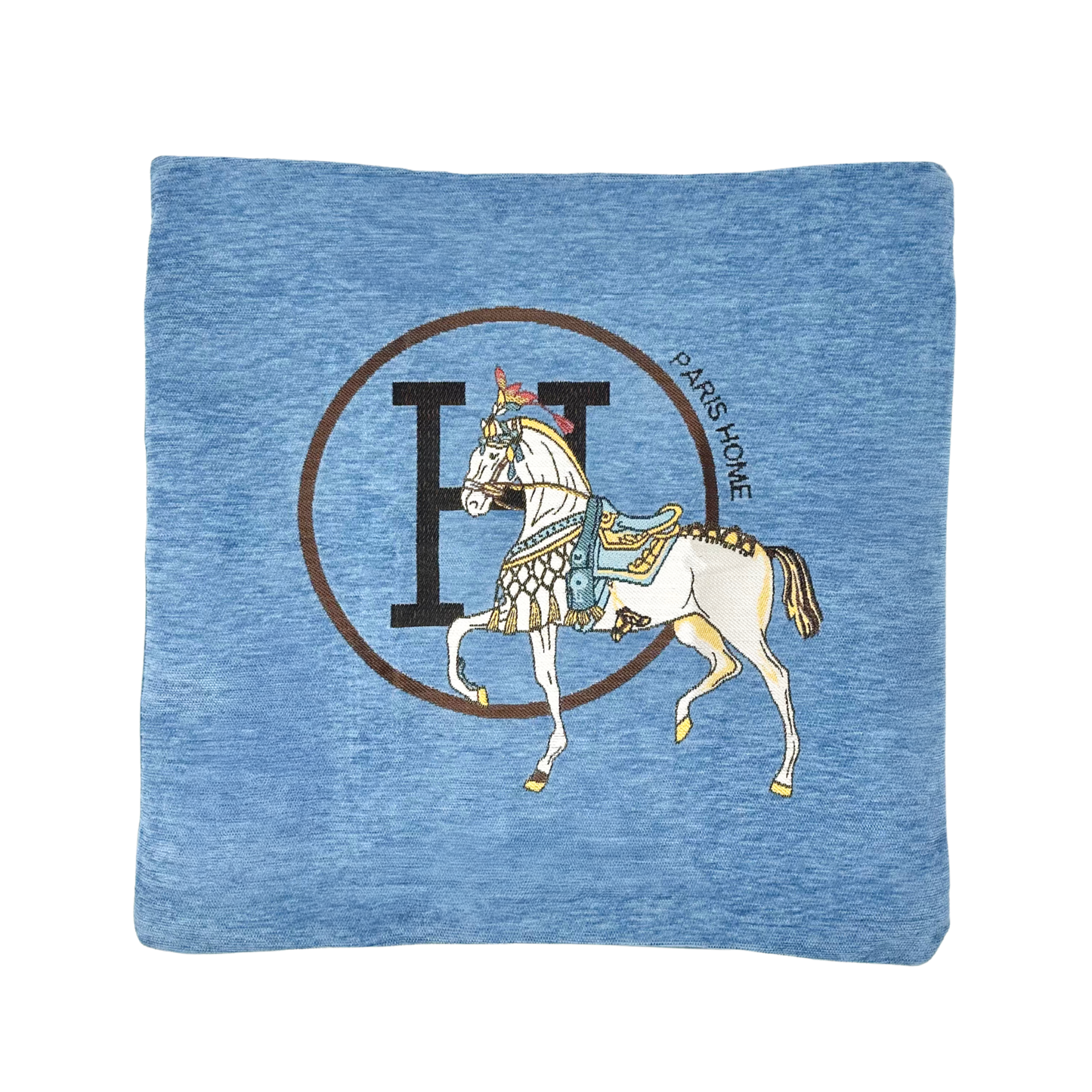 Horse Pillow Cover in Blue