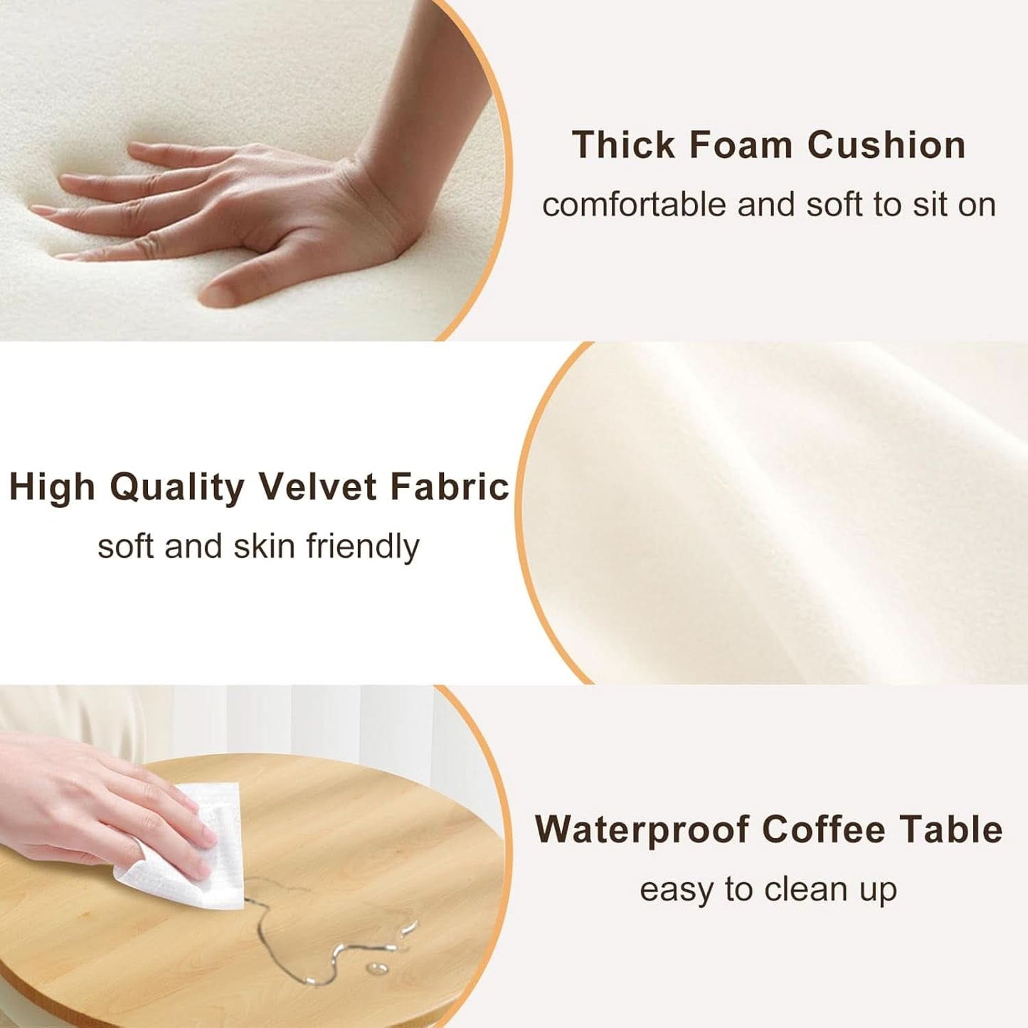 White Velvet Upholstered Storage Ottoman Set