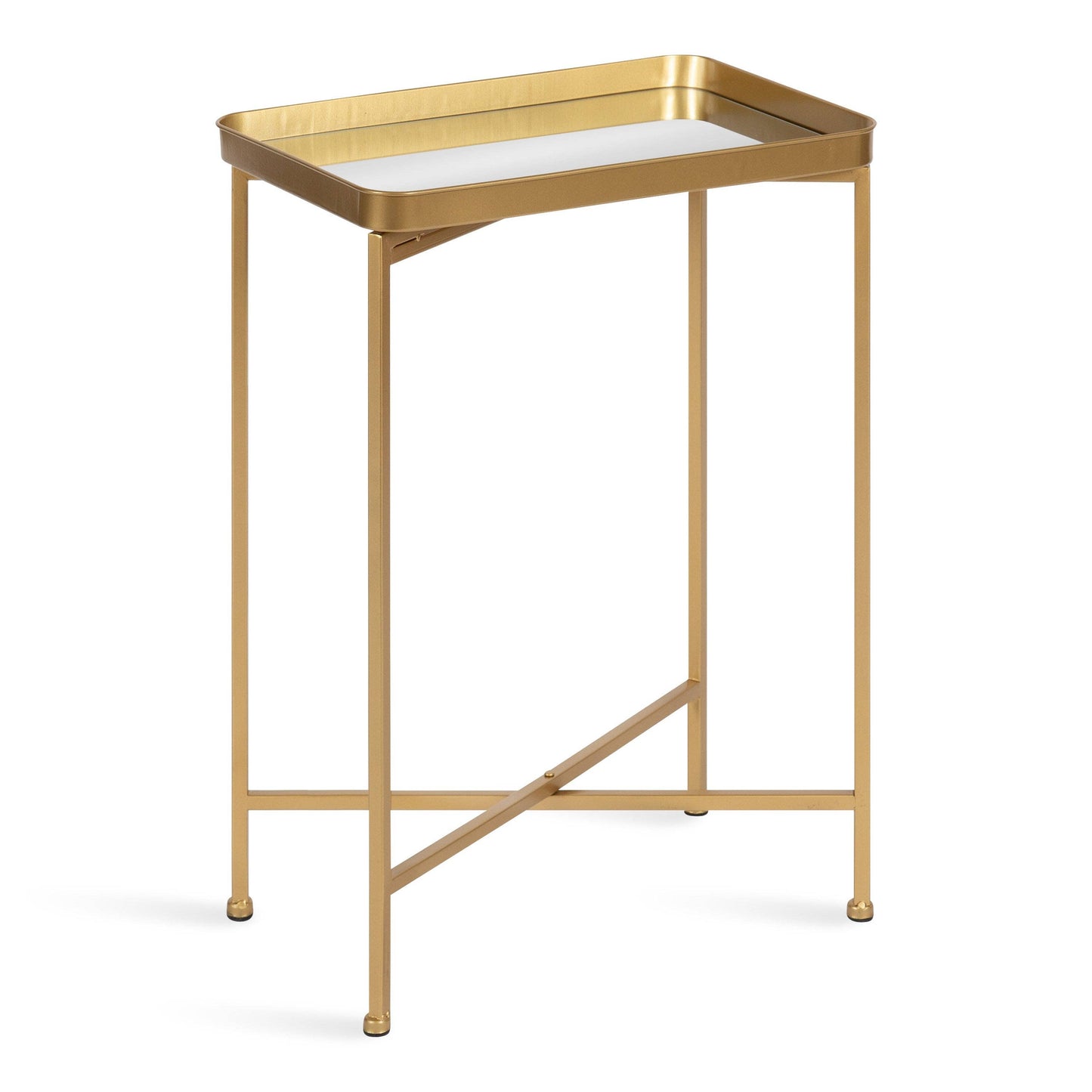 Celia Metal Tray Accent Table in Gold
