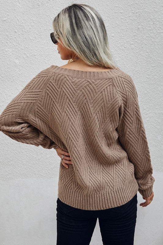 Cozy V Neck Long Sleeve Sweater