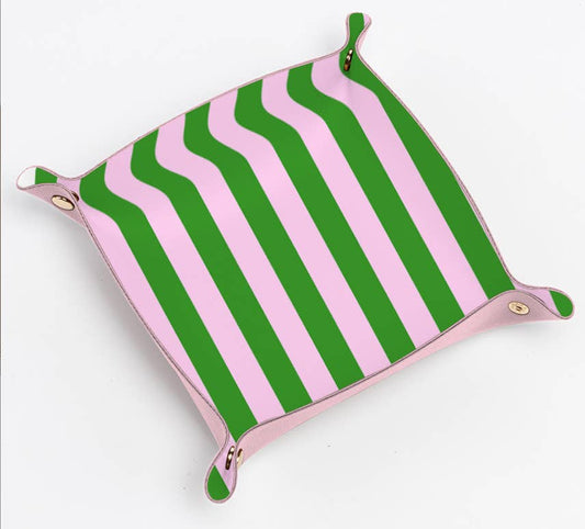 Trinket Tray Catchall in Green & Pink