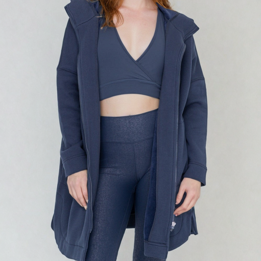 Cozy Comfort Zip Up Hoodie Jacket in Navy