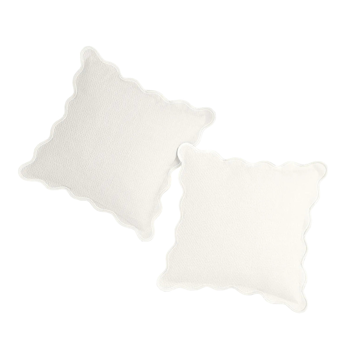 White Scalloped Pillow with Edge Detail - 18" x 18"