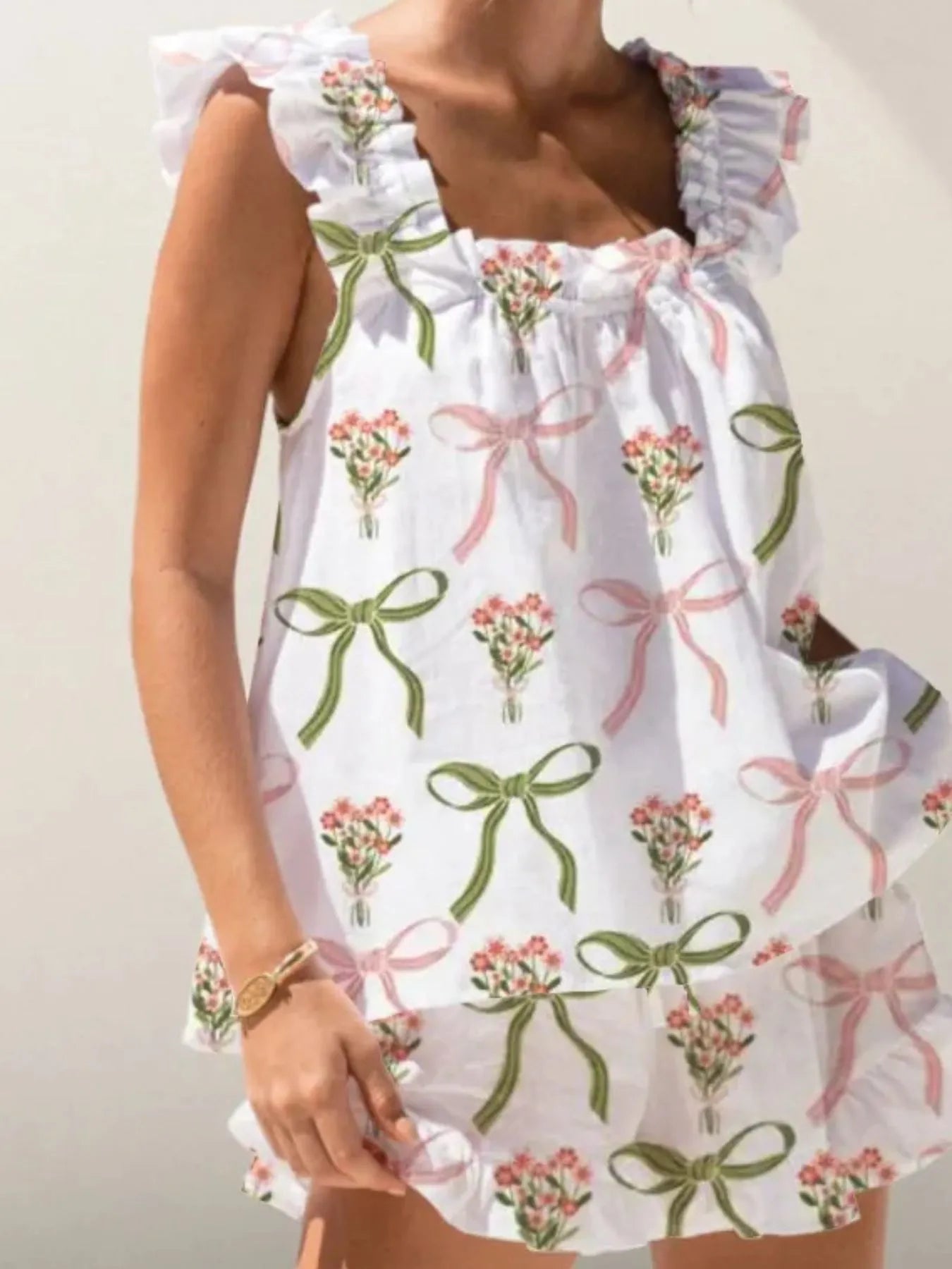 Ruffled Tank and Shorts Set