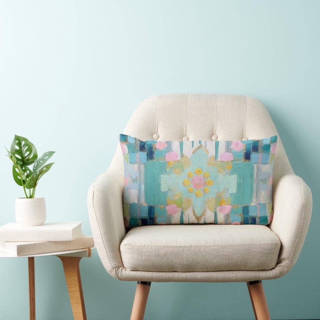 Fiona Abstract Print Lumbar Throw Pillow
