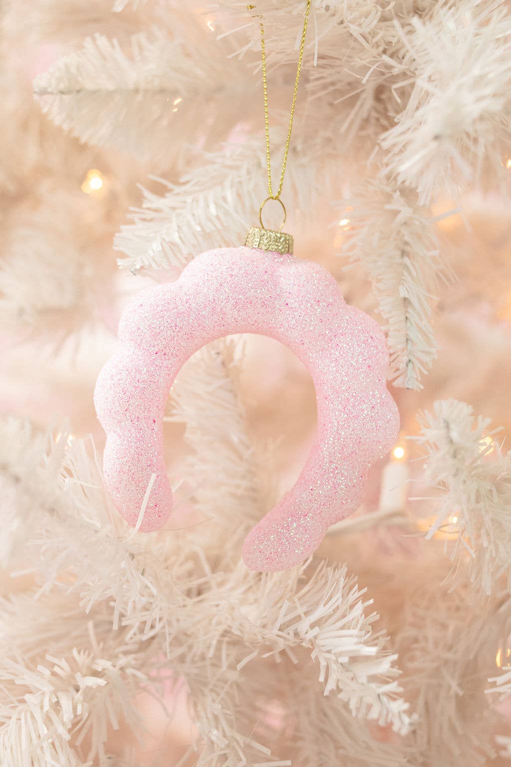 Spa Headband Christmas Ornament - Pink Glitter