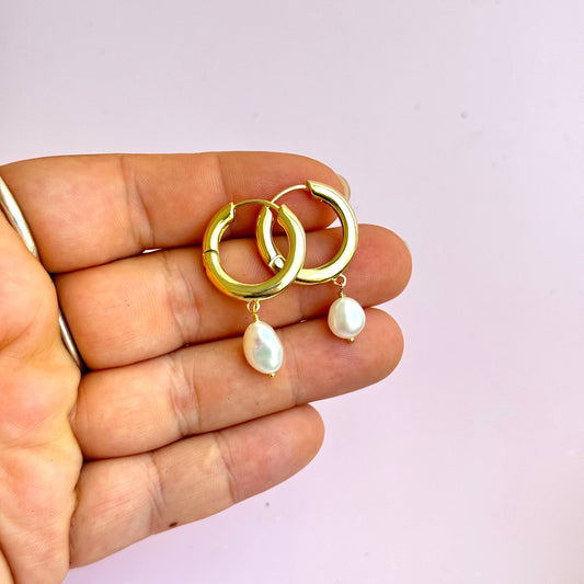 Chunky Pearl Hoops