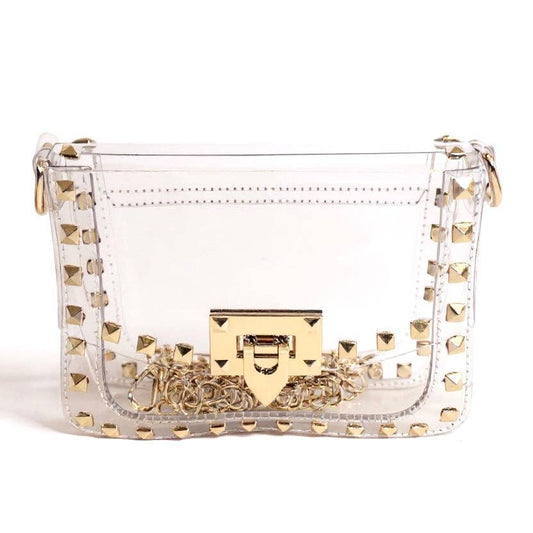 The Stephanie Clear Crossbody Handbag with Rivets