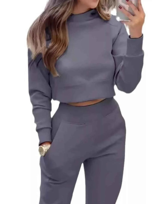 Cropped Sweatshirt and Jogger Set