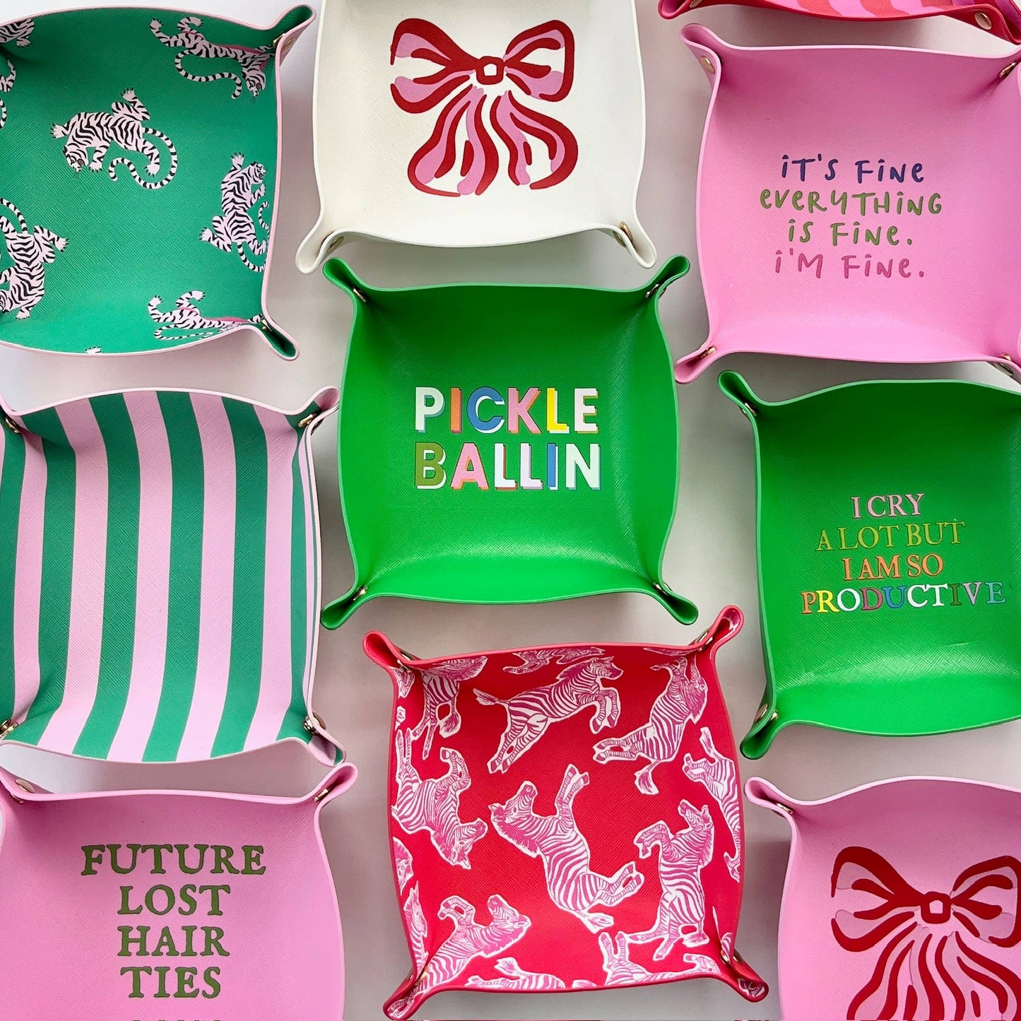 Trinket Tray Catchall | pink & red zebra