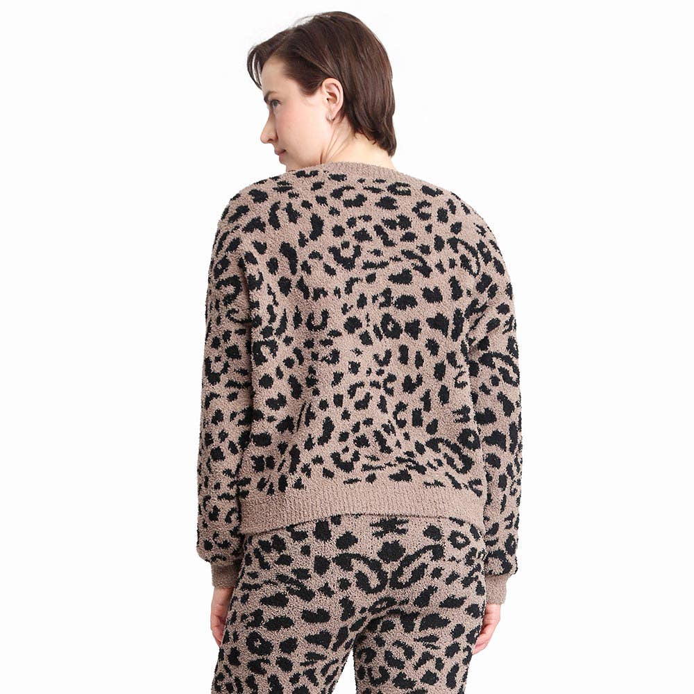 Cozy Lounge Sweater in Coffee Leopard
