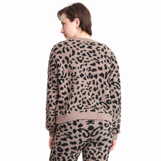 Cozy Lounge Sweater in Coffee Leopard