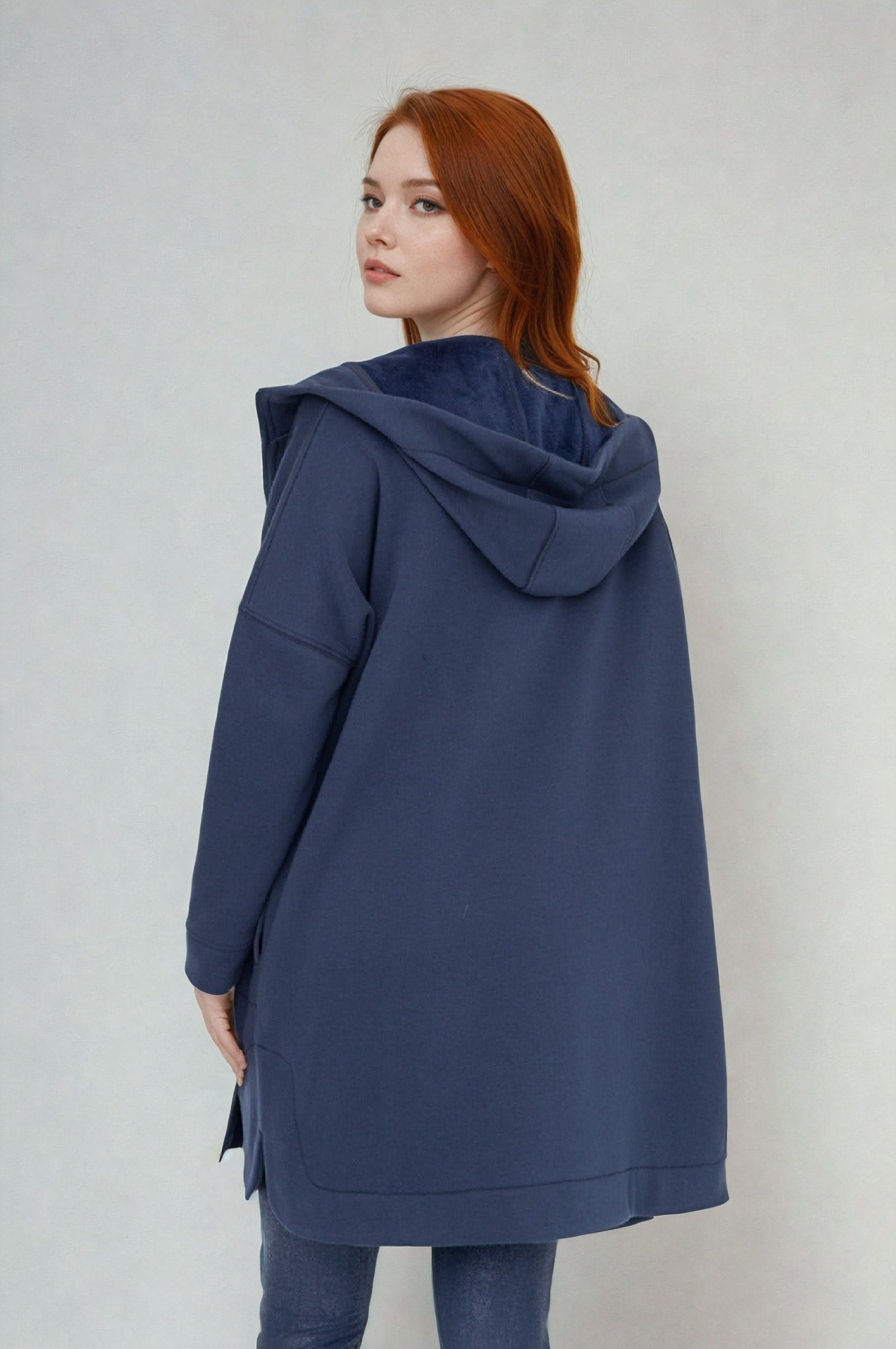 Cozy Comfort Zip Up Hoodie Jacket in Navy