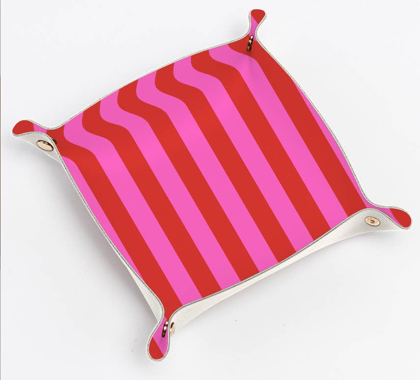 Trinket Tray Catchall in Red & Pink