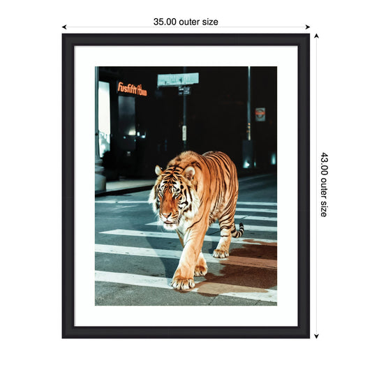 Framed Art Tiger in the City at Night by Michael Schauer