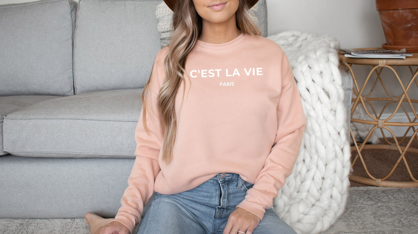 C'est La Vie Fleece Crewneck Sweatshirt