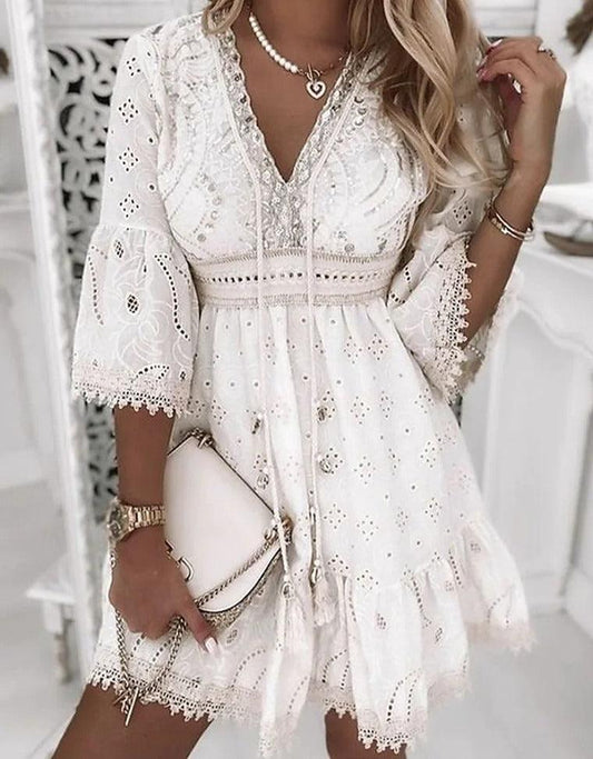 Lace Embroidered Romance Dress