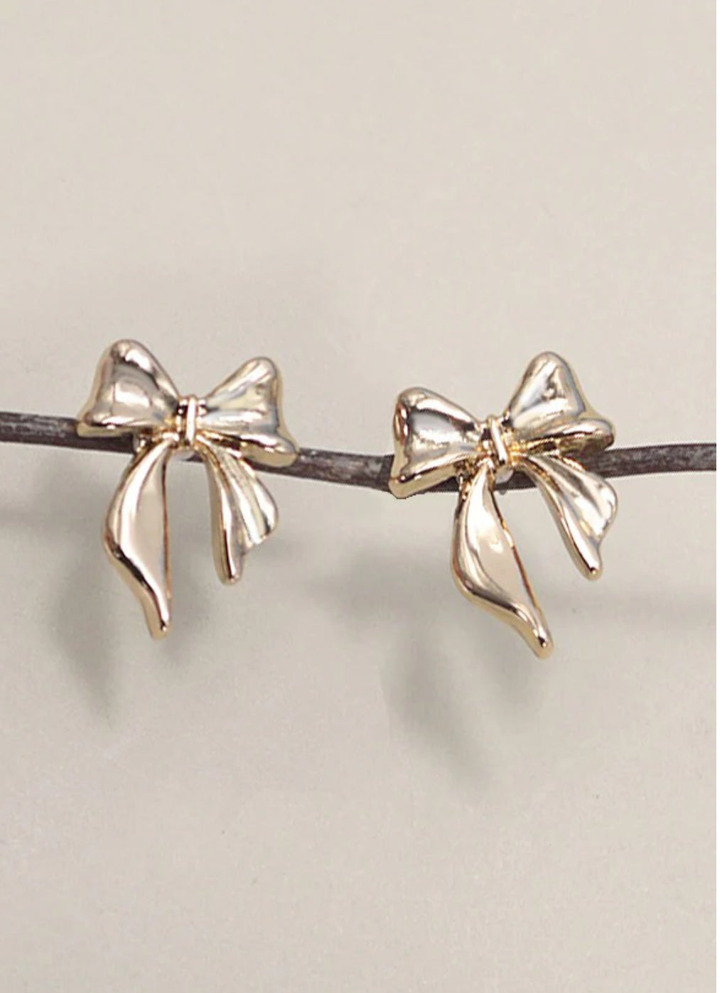 Gold Bow Stud Earrings