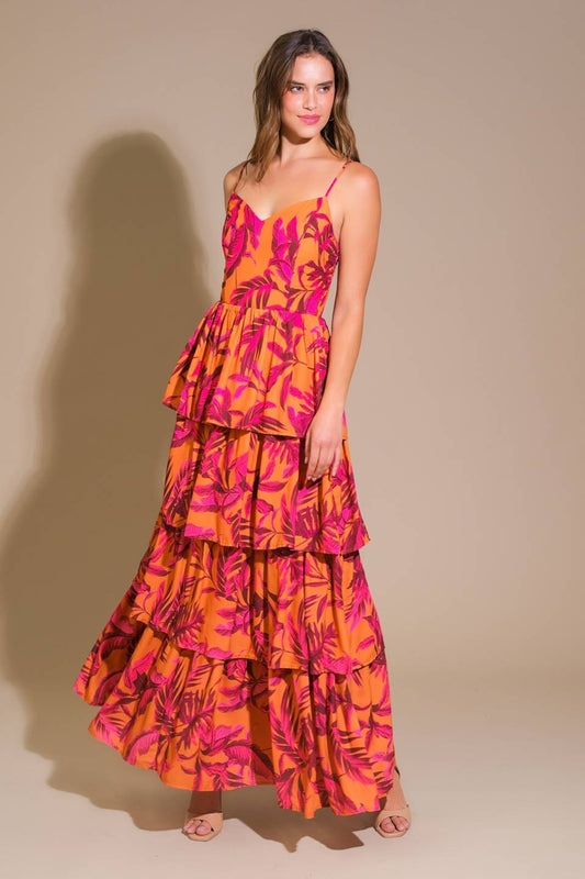 Sunset Palms Woven Maxi Dress