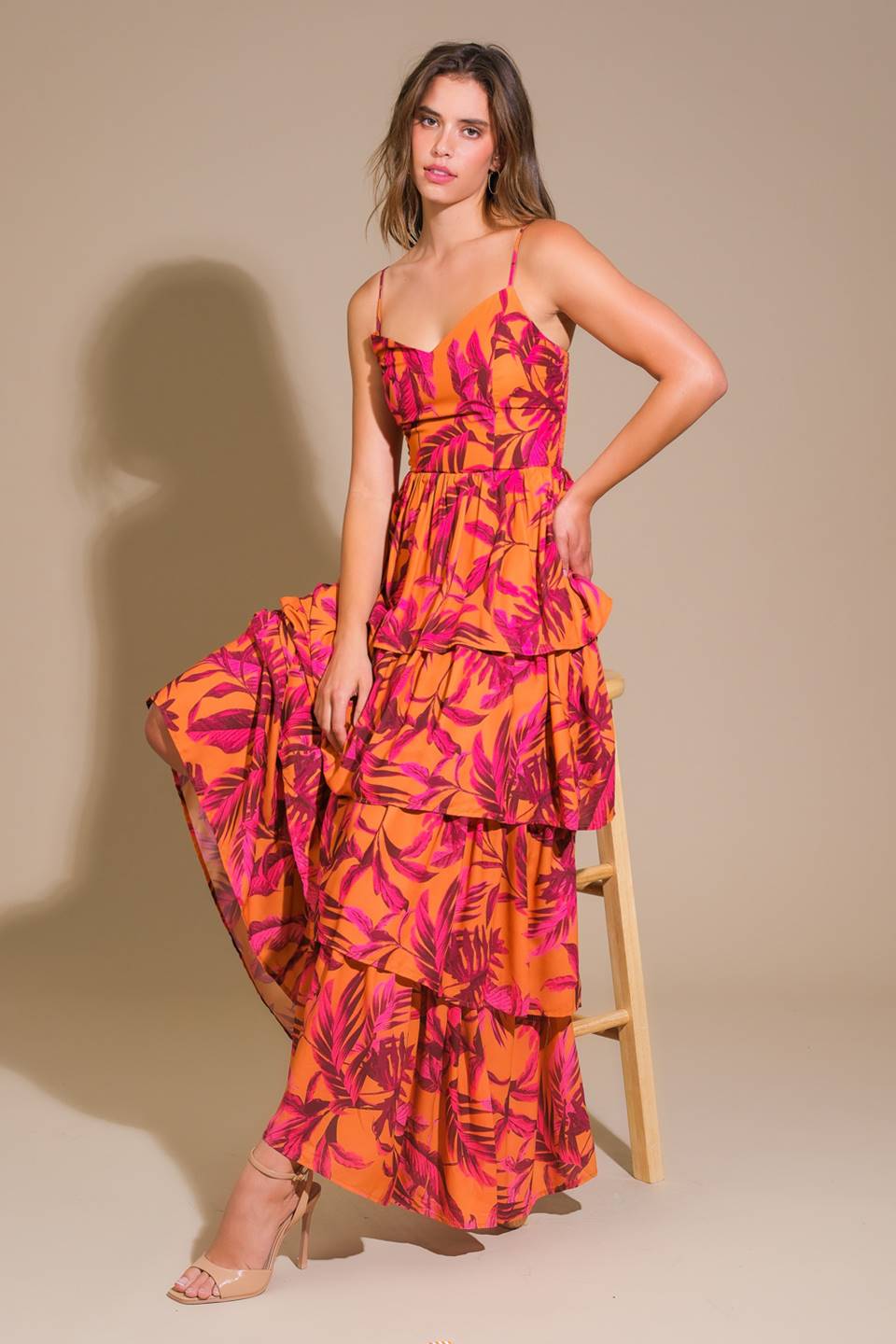 Sunset Palms Woven Maxi Dress