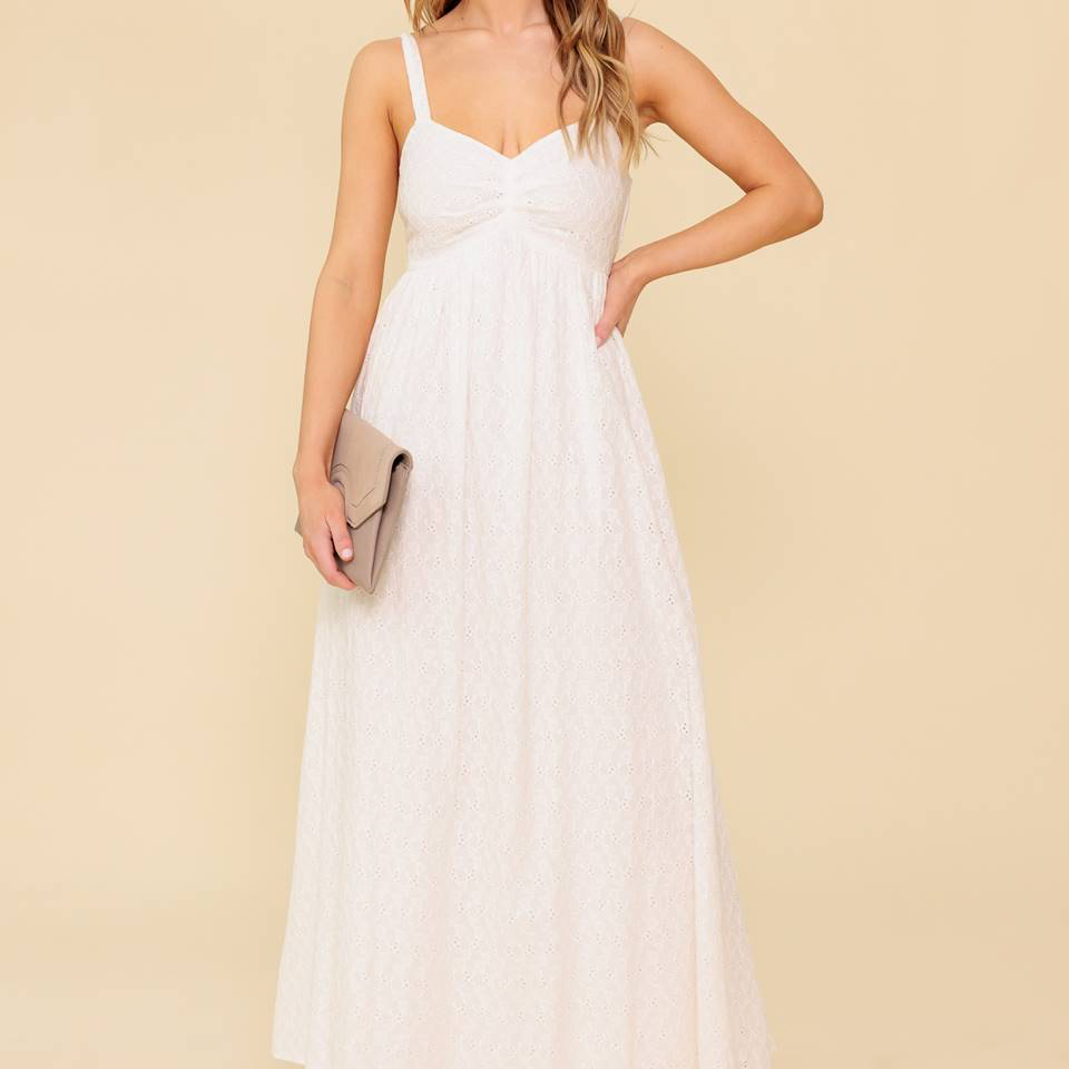 Ivory Eyelet Midi Dress