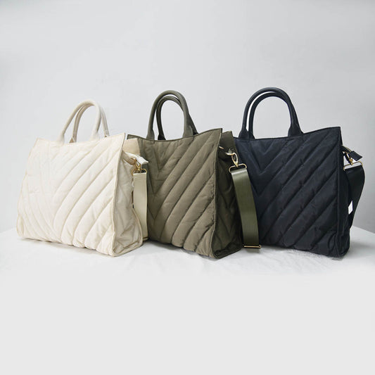 The Carmen Chevron Stripe Large Puffer Tote