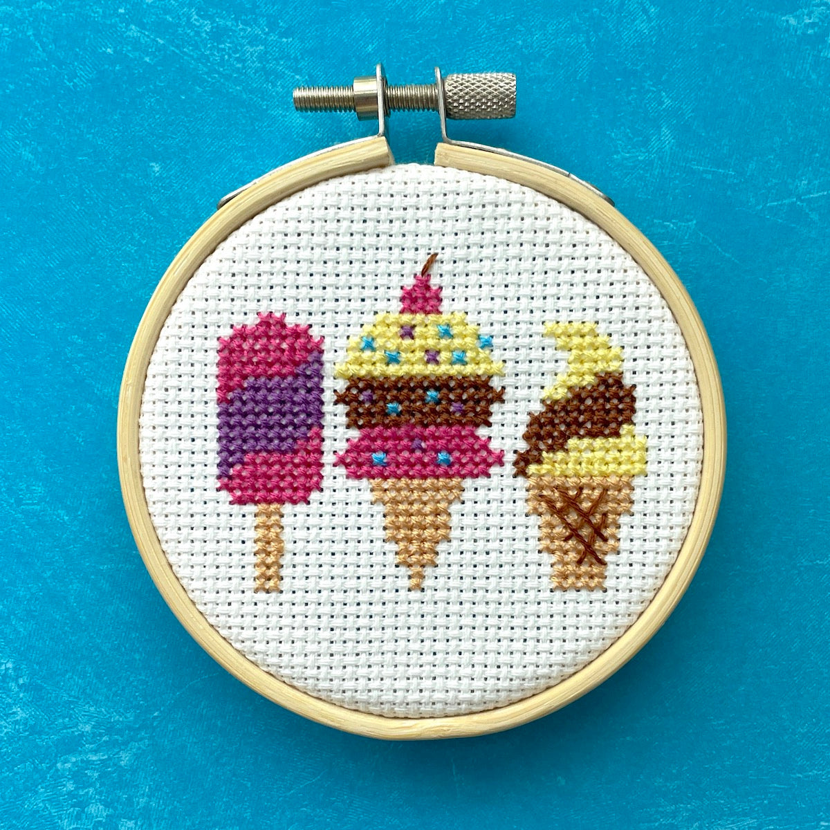 Ice Cream Mini Cross Stitch Kit