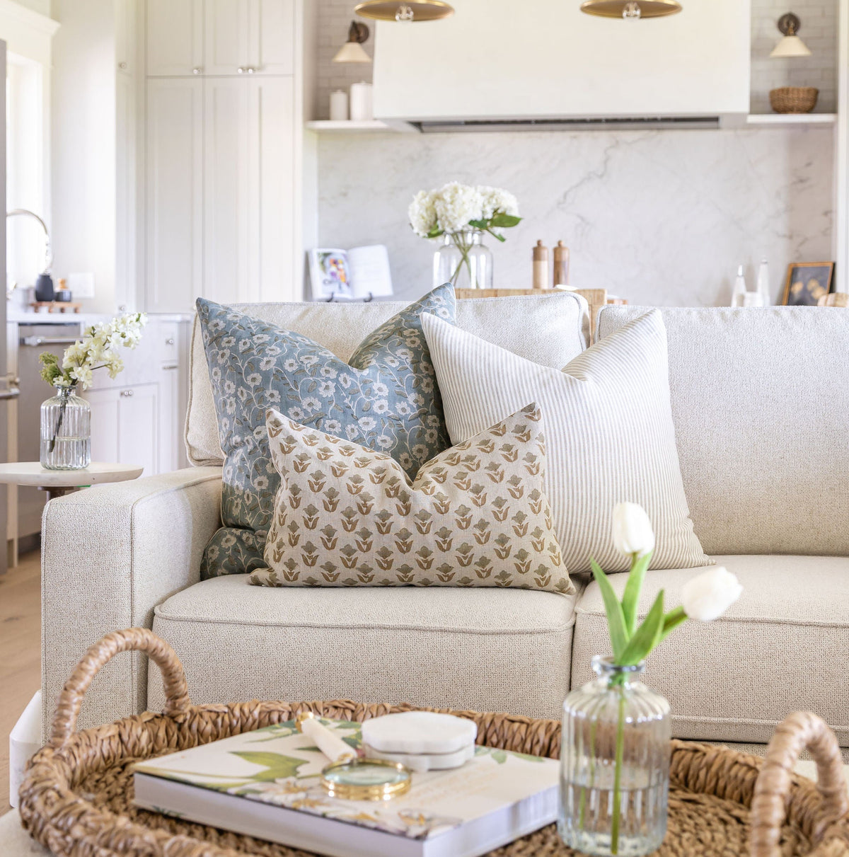 Dale Throw Pillow in Taupe Stripe
