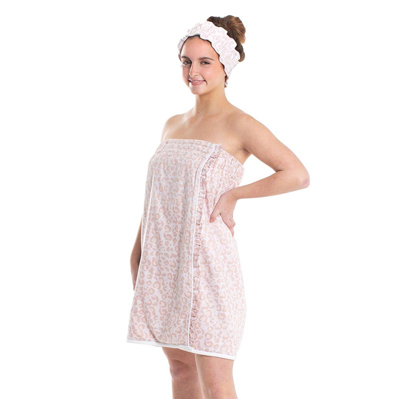 Leopard Spa Wrap and Headband Set