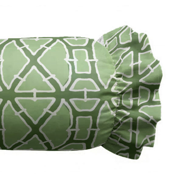 Lattice Ruffled Bolster Pillow | Ruffled Decor Pillow