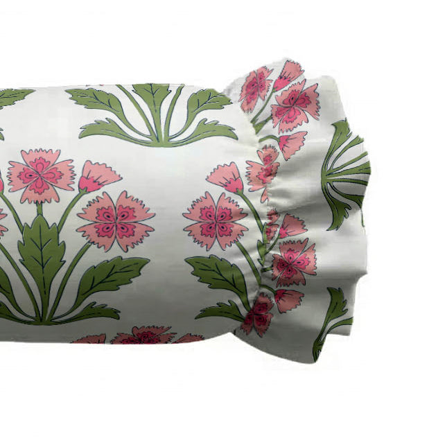 Dianthus Ruffled Bolster Pillow | Ruffled Decor Pillow