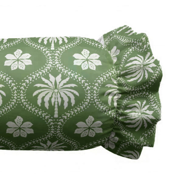 Palm Grove Ruffled Bolster Pillow | Ruffled Decor Pillow