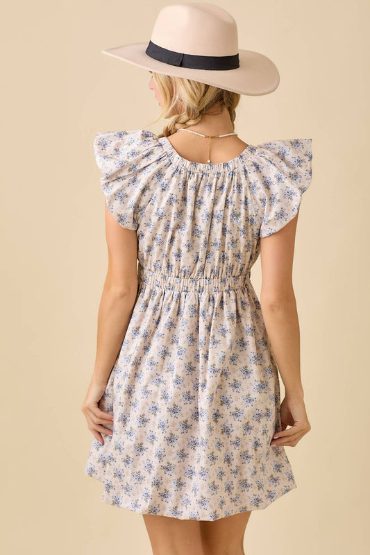 Mini Dress With Bubble Sleeve and Bow