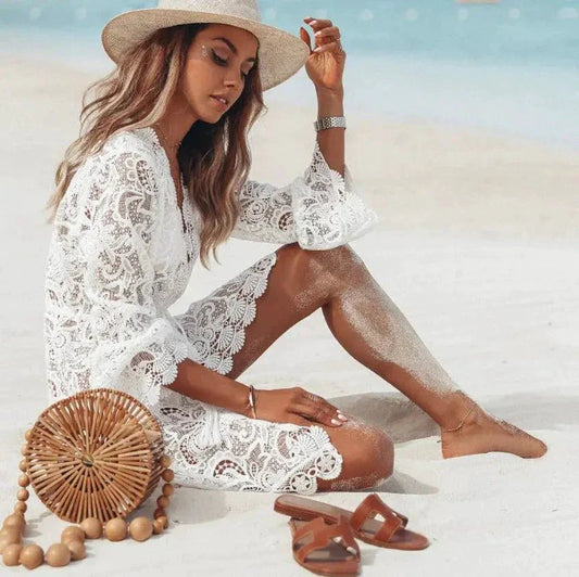 Boho Lace Maxi Beach Cover-Up