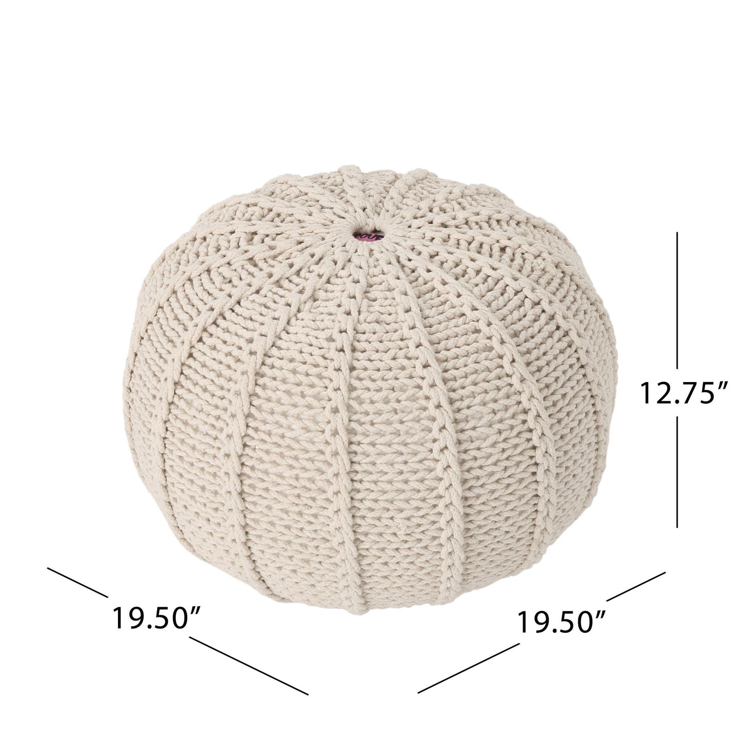 Knitted Round Pouf Ottoman