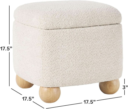 Ivory Storage Bouclé Ottoman