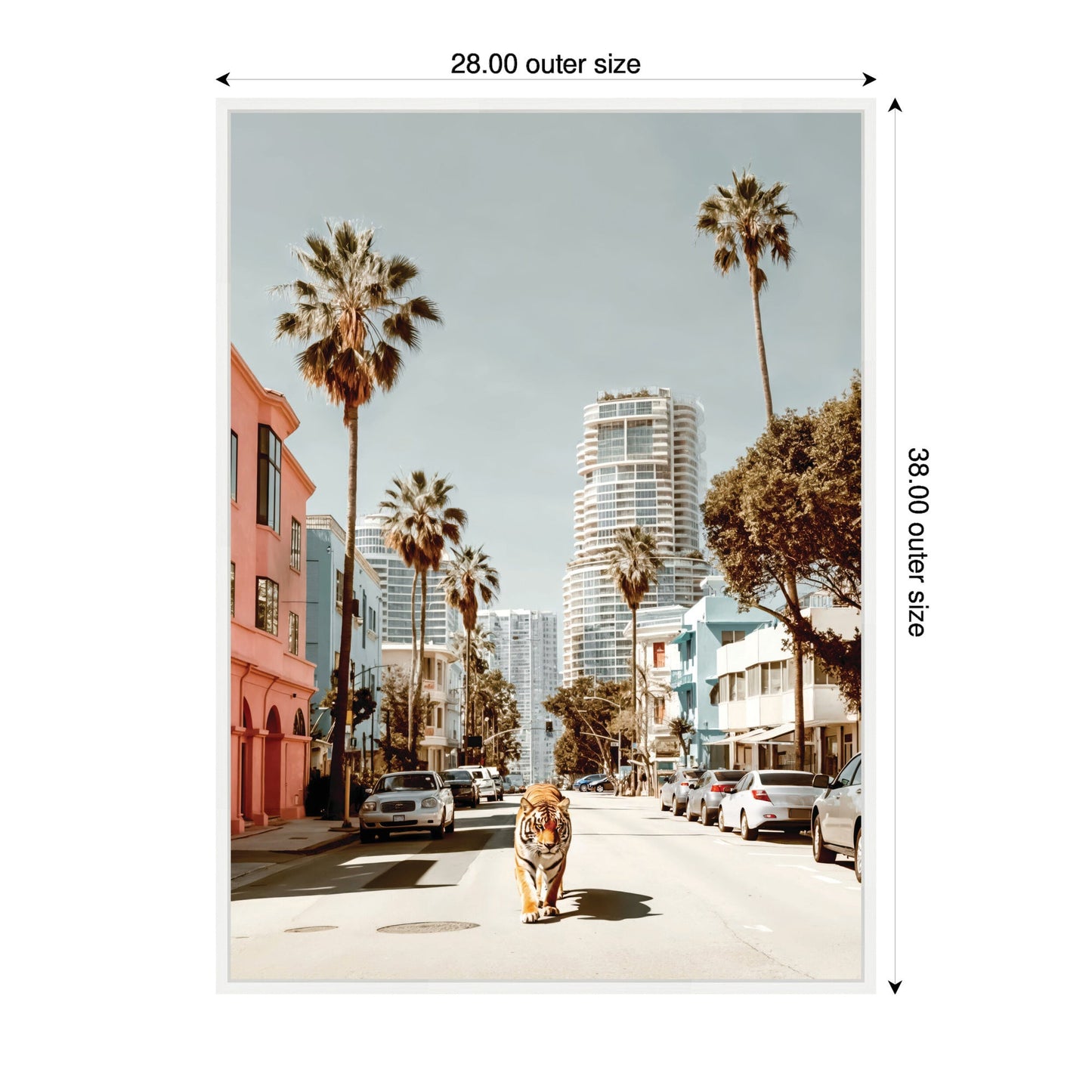 California Tiger Roaming through Palm Springs Framed Canvas by Michael Schauer
