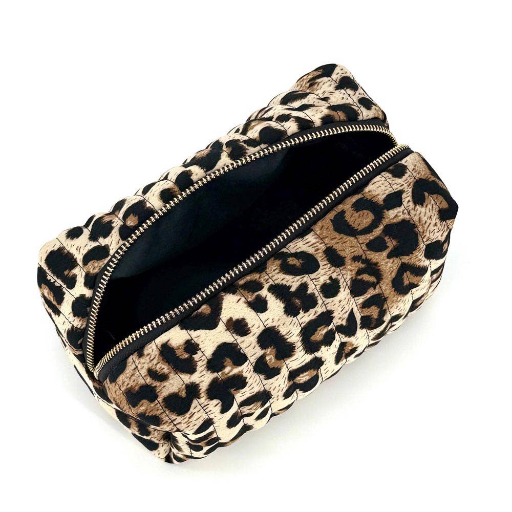 Leopard Quilted Cosmetic Bag