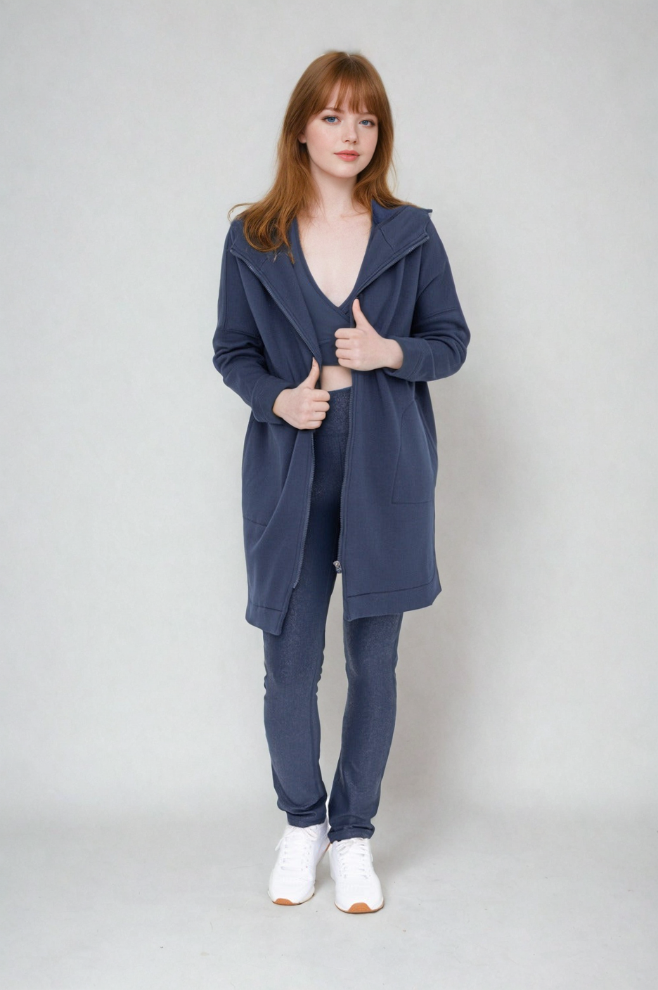 Cozy Comfort Zip Up Hoodie Jacket in Navy