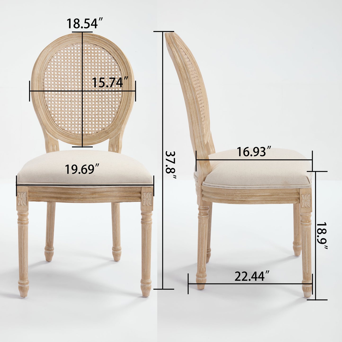 French Style Rattan Chair, Set of 2
