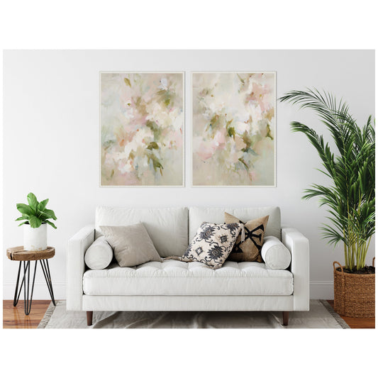Blooming Flowers Framed Canvas Wall Art (Set of 2)