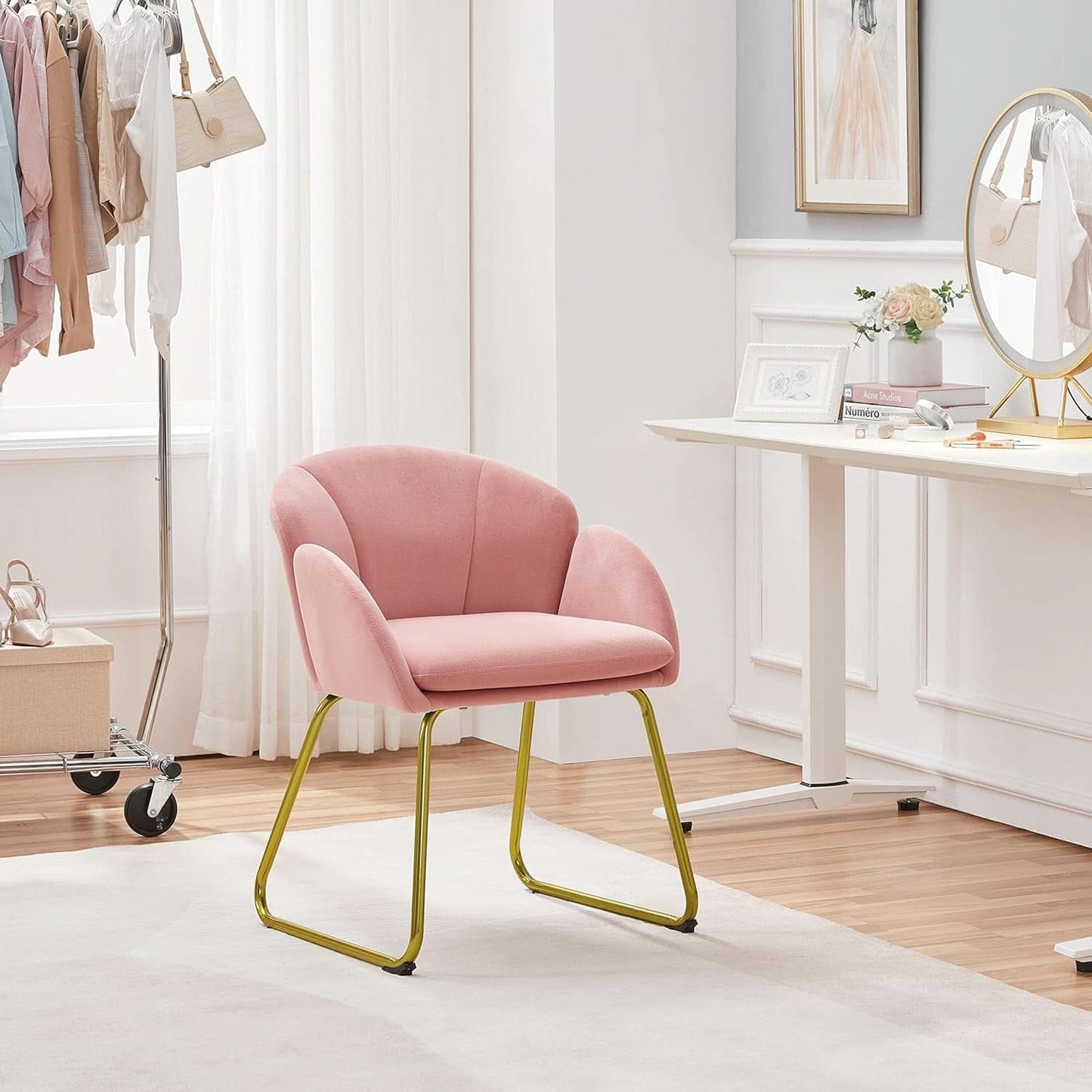 Pink Velvet Flower Chair