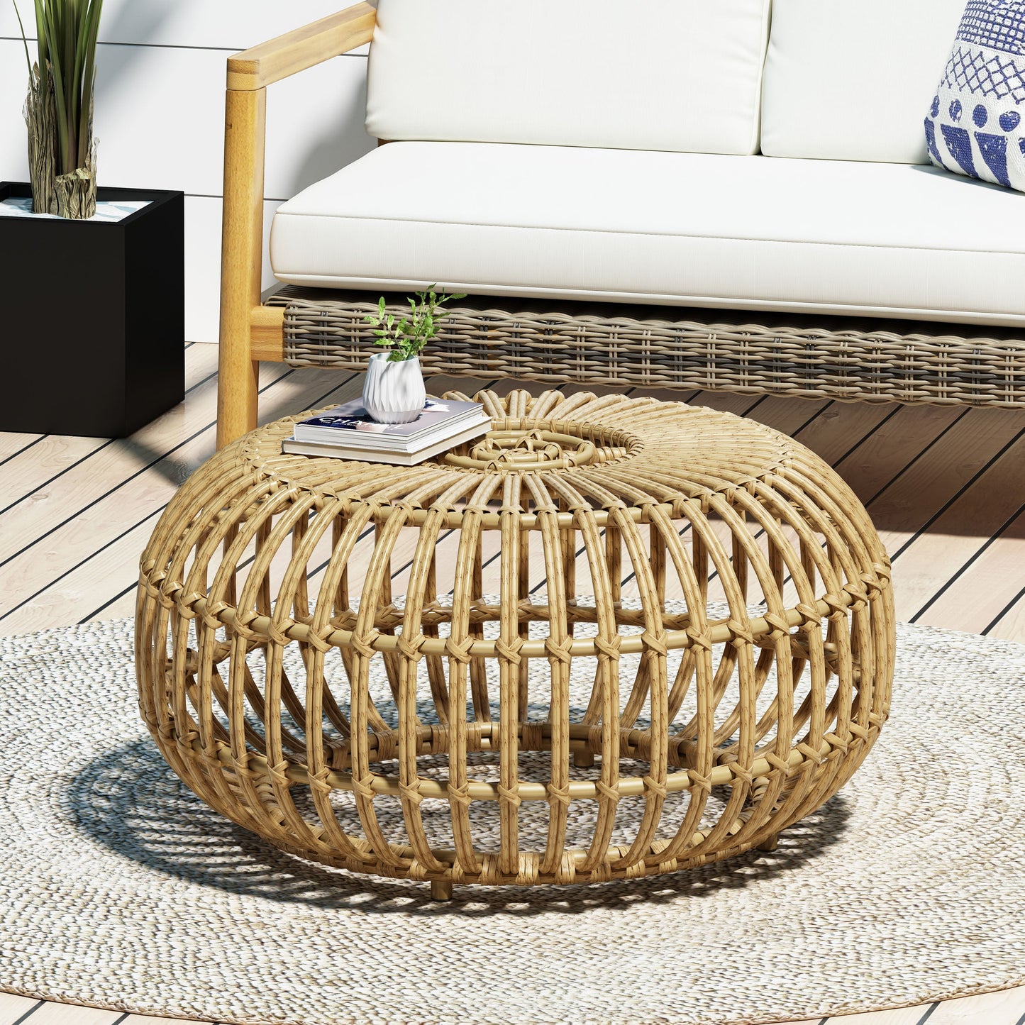 Ottowa Coffee Table | Rattan Weave Accent Table